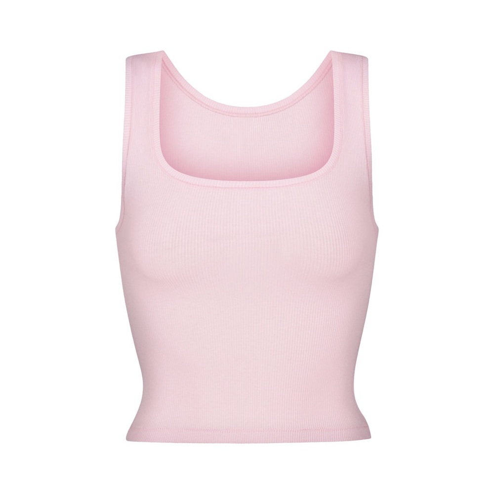 SKIMS Cotton Rib Tank in Cherry Blossom